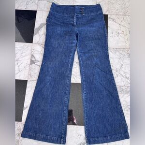 Y2K New York & Co Battery Park Trouser Wide Leg Flare Jeans Size 10 Tall Blue